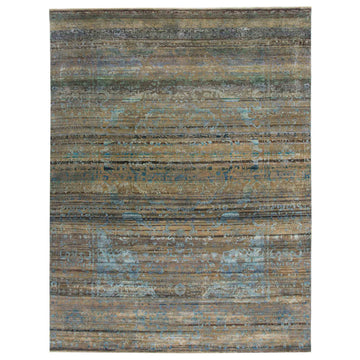 Contemporary Silk & Wool Grey Handknotted Rug