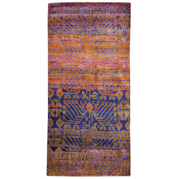Transitional Silk Blue Handknotted Rug