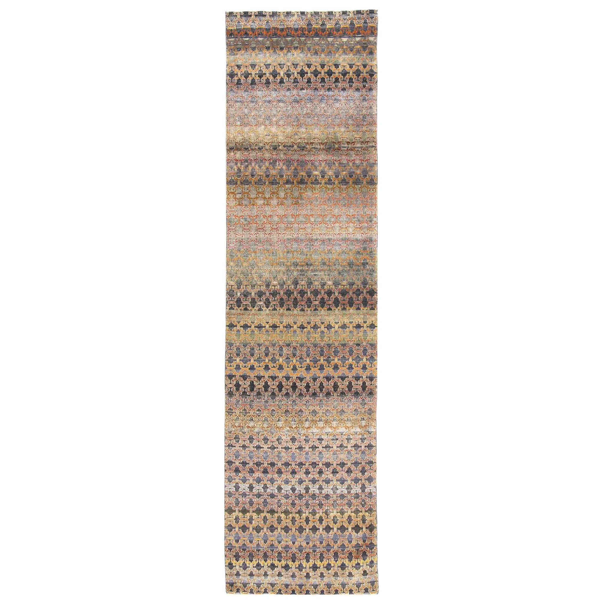 Transitional Silk Beige Handknotted Rug