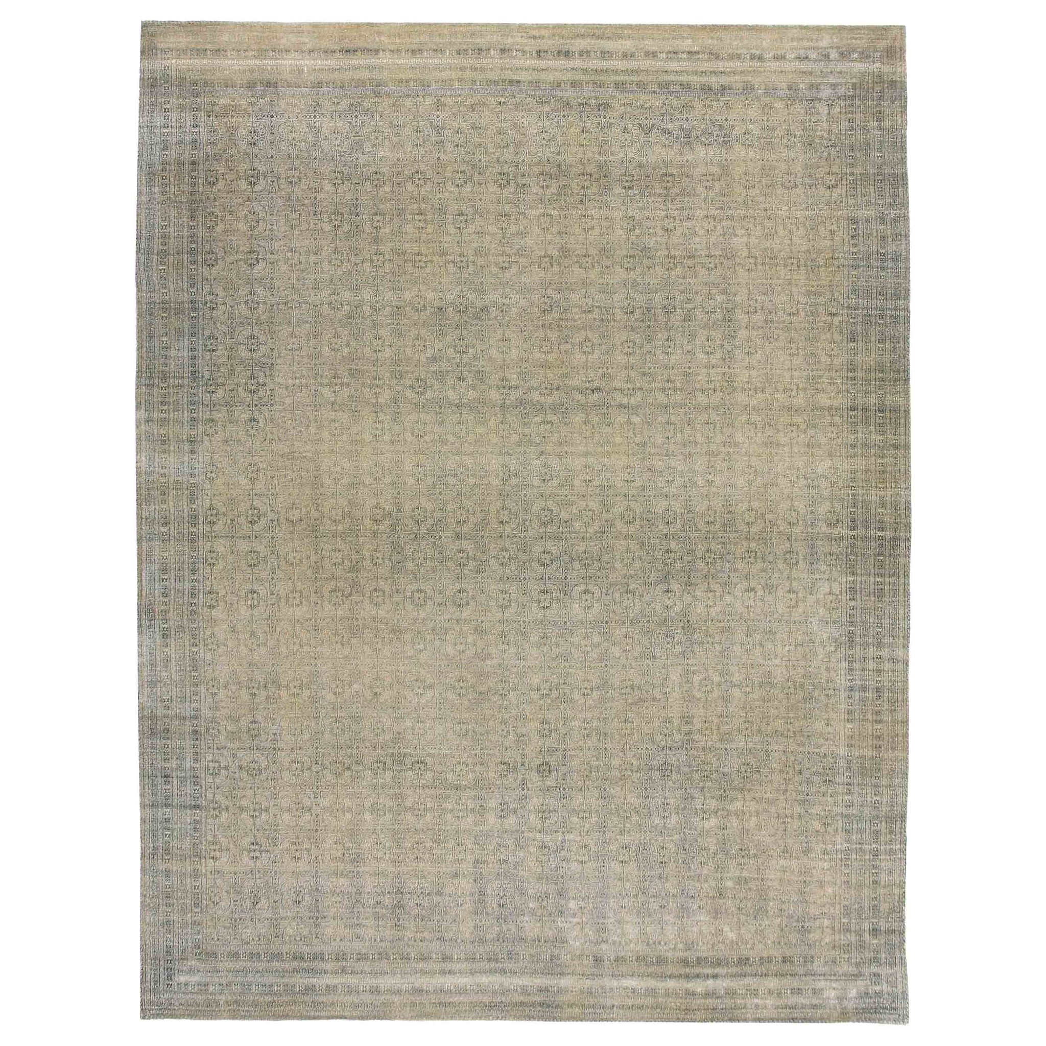 Transitional Wool Gray Handknotted Rug