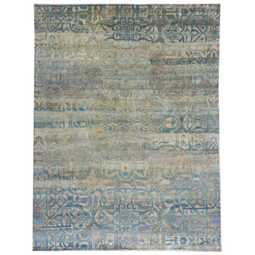 Transitional Silk Blue Handknotted Rug