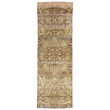 Transitional Wool & Silk Green Handknotted Rug