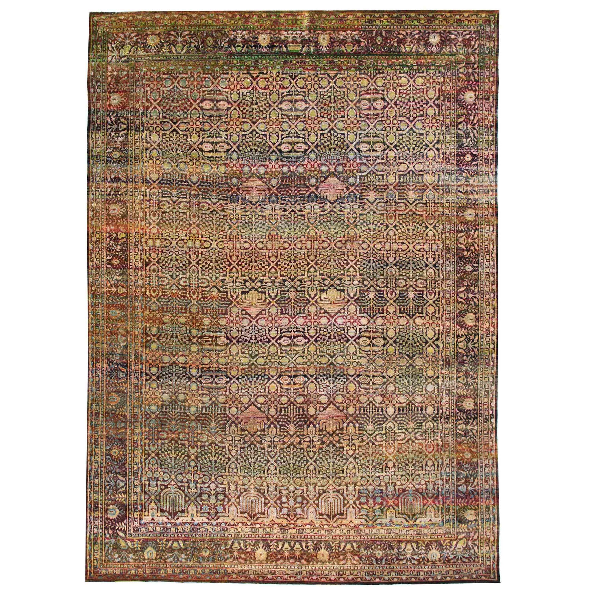 Transitional Silk Beige Handknotted Rug