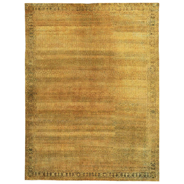 Transitional Silk Yellow Handknotted Rug