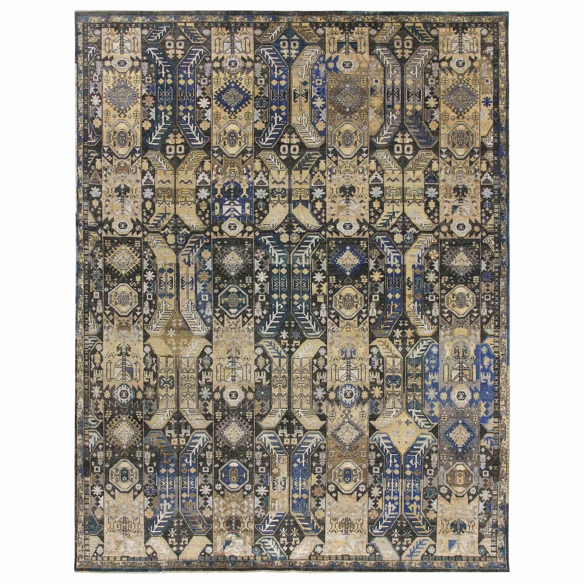 Contemporary Silk & Wool Grey Handknotted Rug