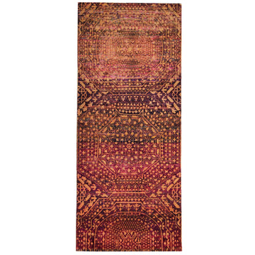Transtional Silk & Wool Red Handknotted Rug