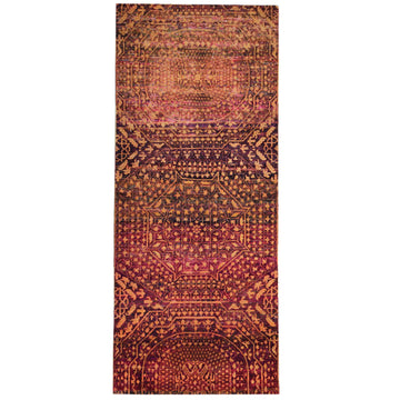 Transtional Silk & Wool Orange Handknotted Rug