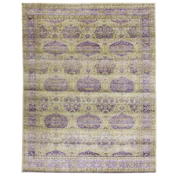 Transitional Silk Beige Handknotted Rug