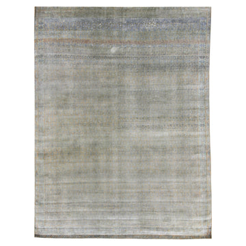 Transitional Silk Grey Handknotted Rug