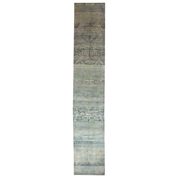 Transitional Silk Grey Handknotted Rug