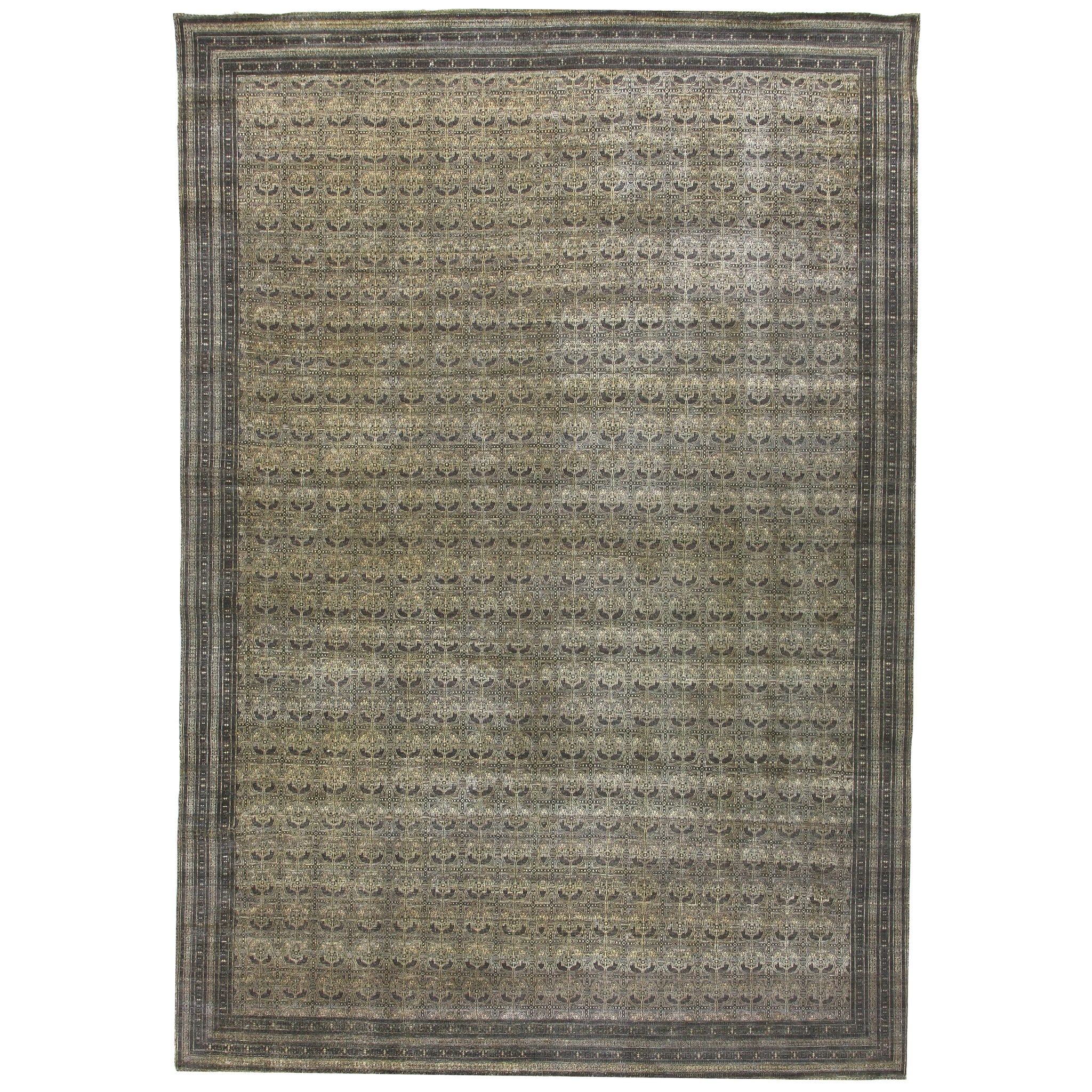 Transitional Wool Grey Handknotted Rug