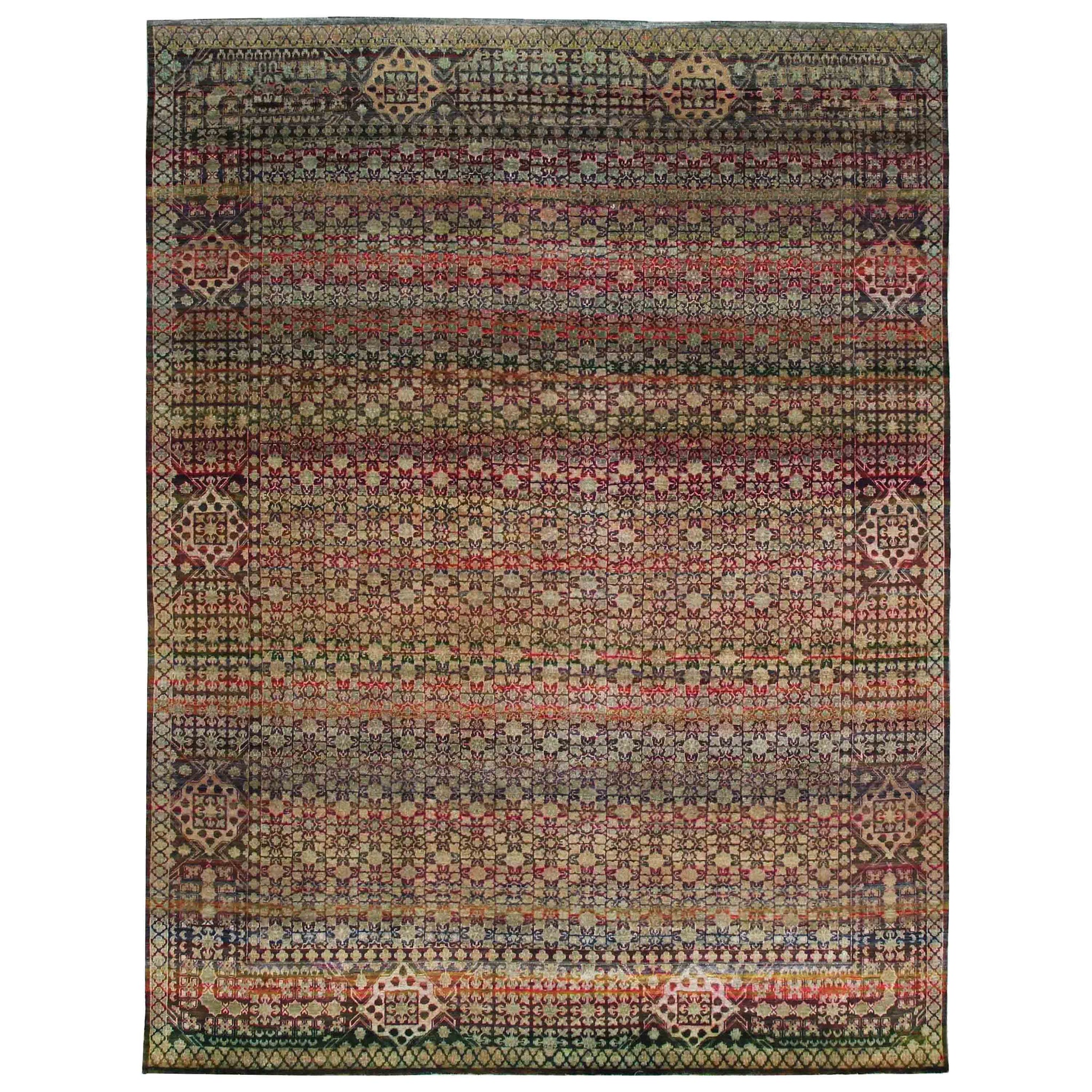 Transitional Silk Multi Handknotted Rug