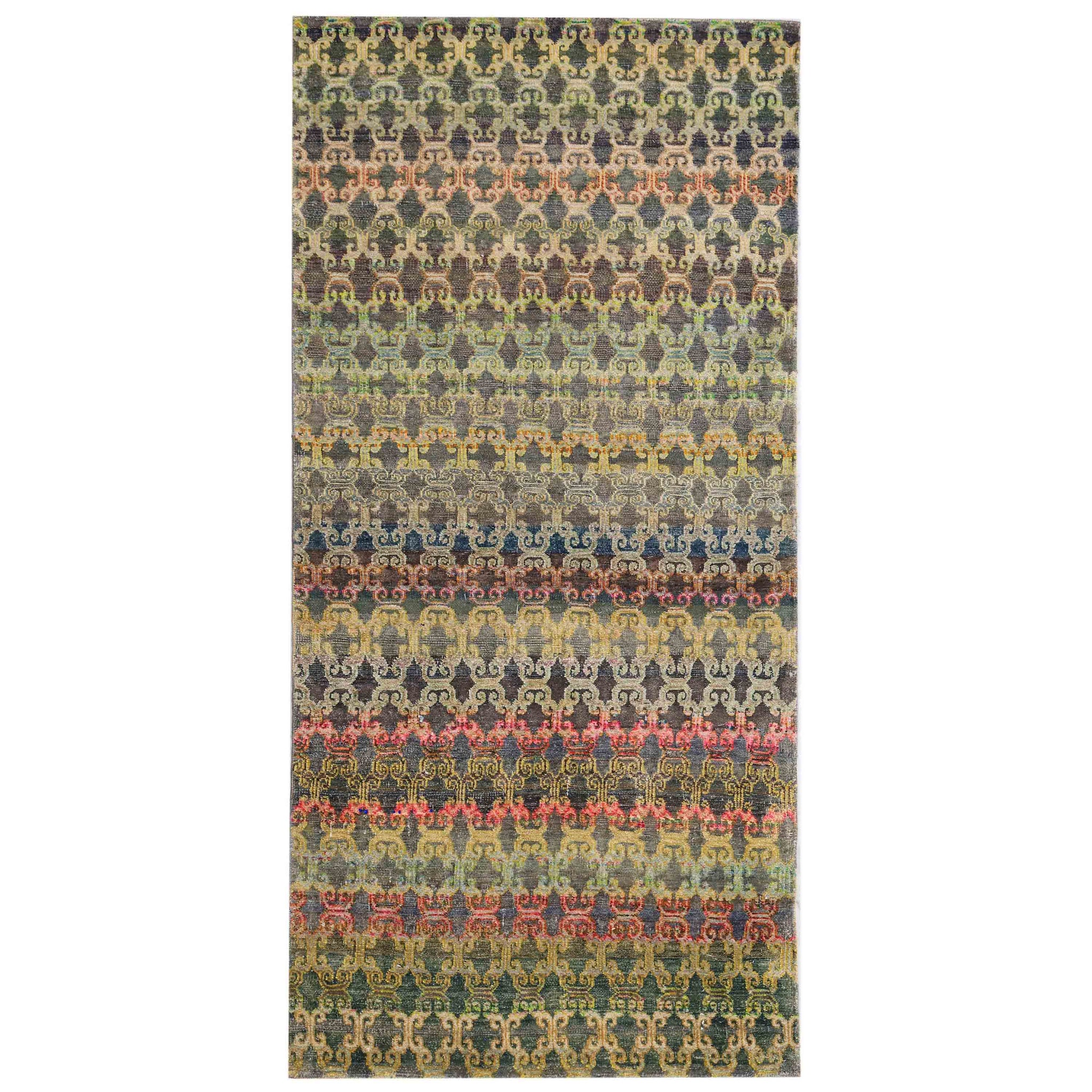 Transitional Silk & Wool Gray Handknotted Rug