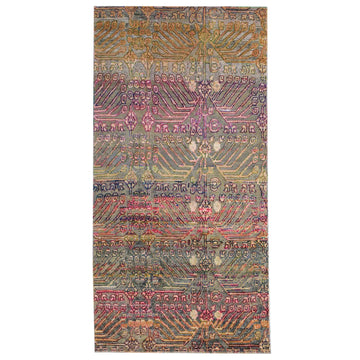 Transitional Silk Gray Handknotted Rug