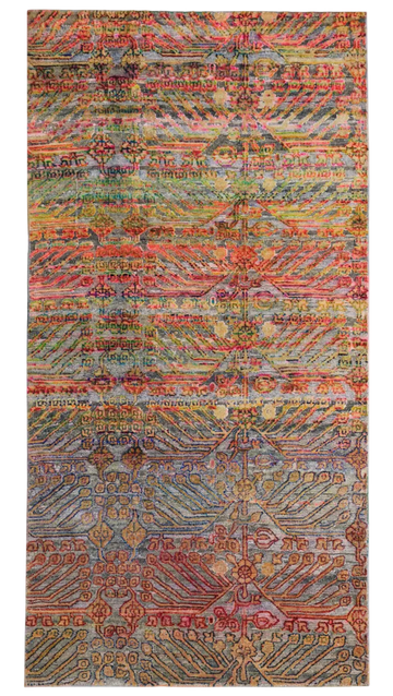 Transitional Silk Pink Hand knotted Rug