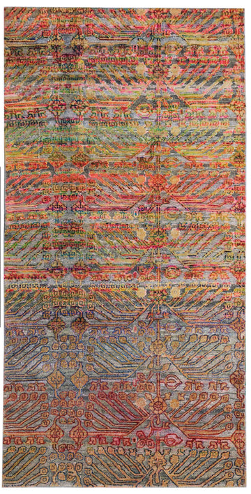 Transitional Silk Orange Hand knotted Rug