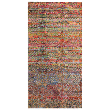 Transitional Silk Gray Handknotted Rug