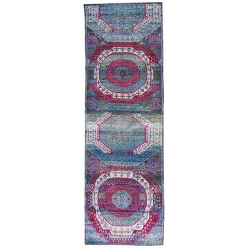 Transitional Silk Blue Handknotted Rug