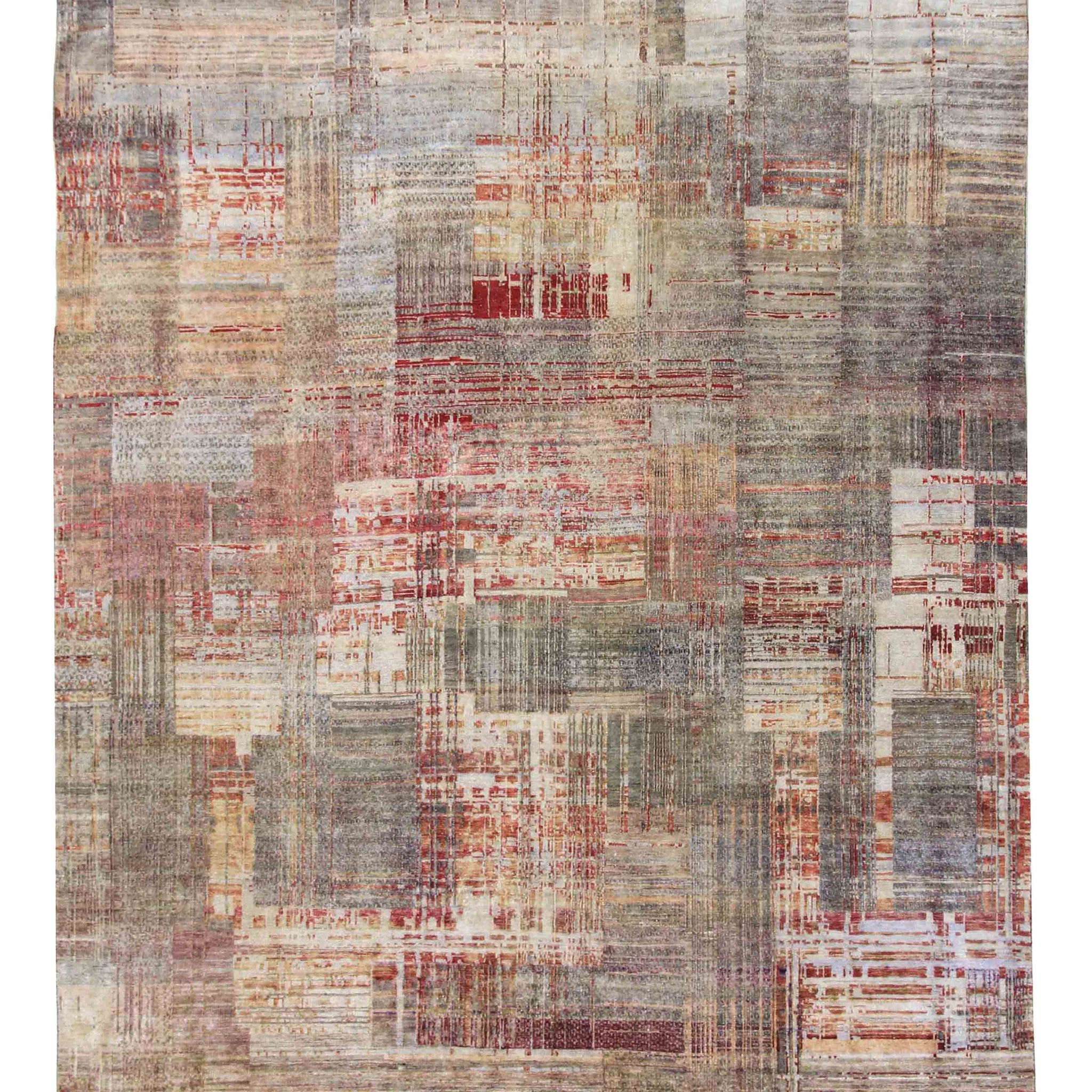 Modern Silk Rust Handknotted Rug