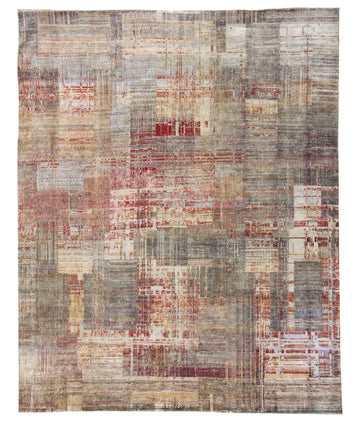 Modern Silk Rust Handknotted Rug