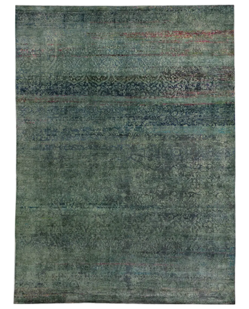 Transitional Silk Green Hand knotted Rug
