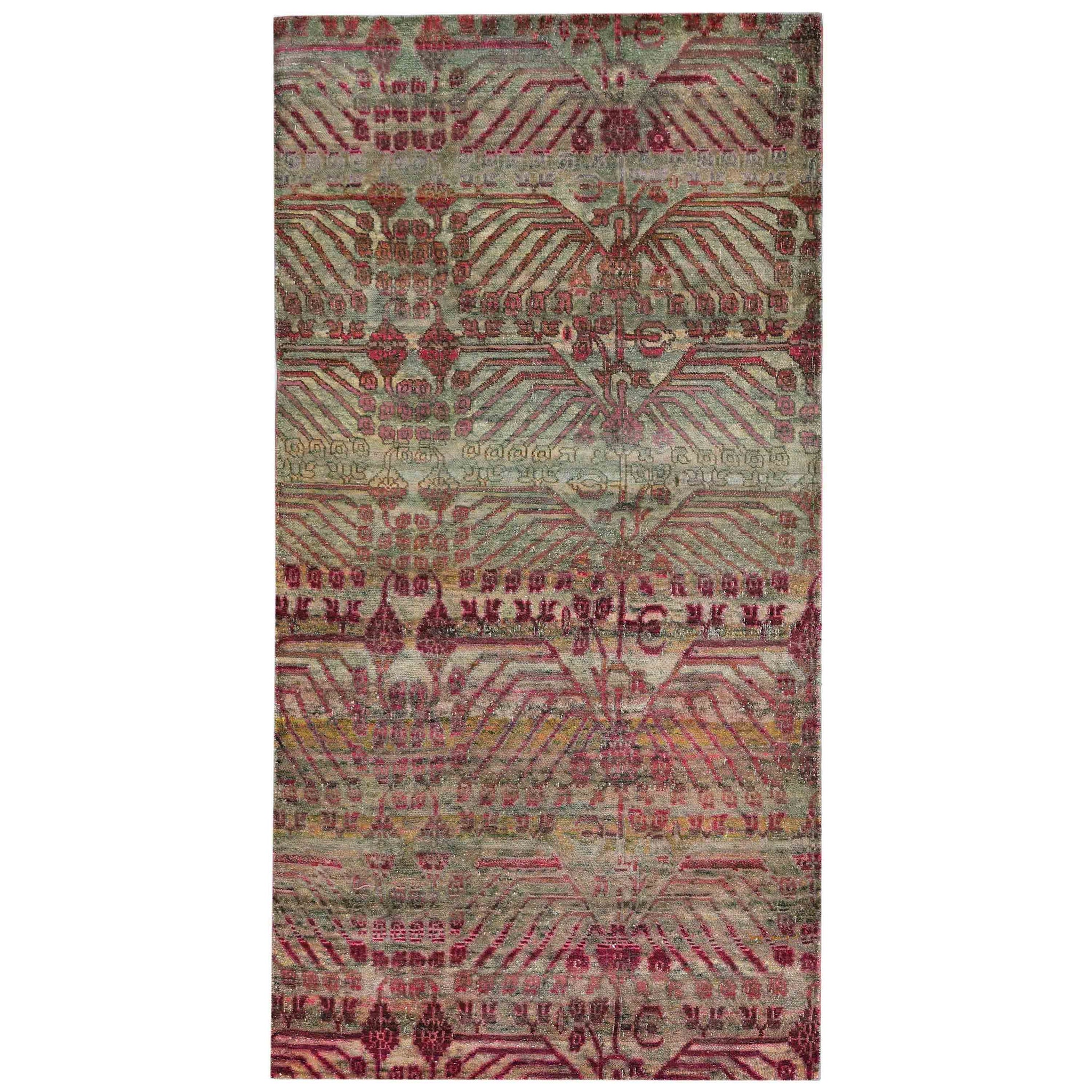 Transitional Silk Gray Handknotted Rug