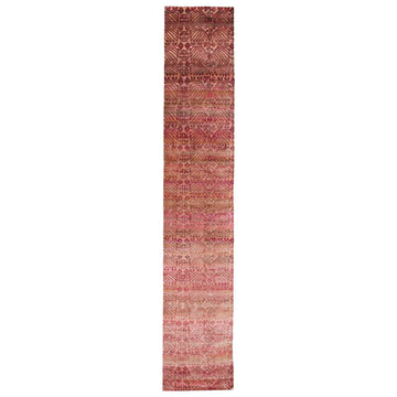 Transitional Silk & Wool Pink Handknotted Rug