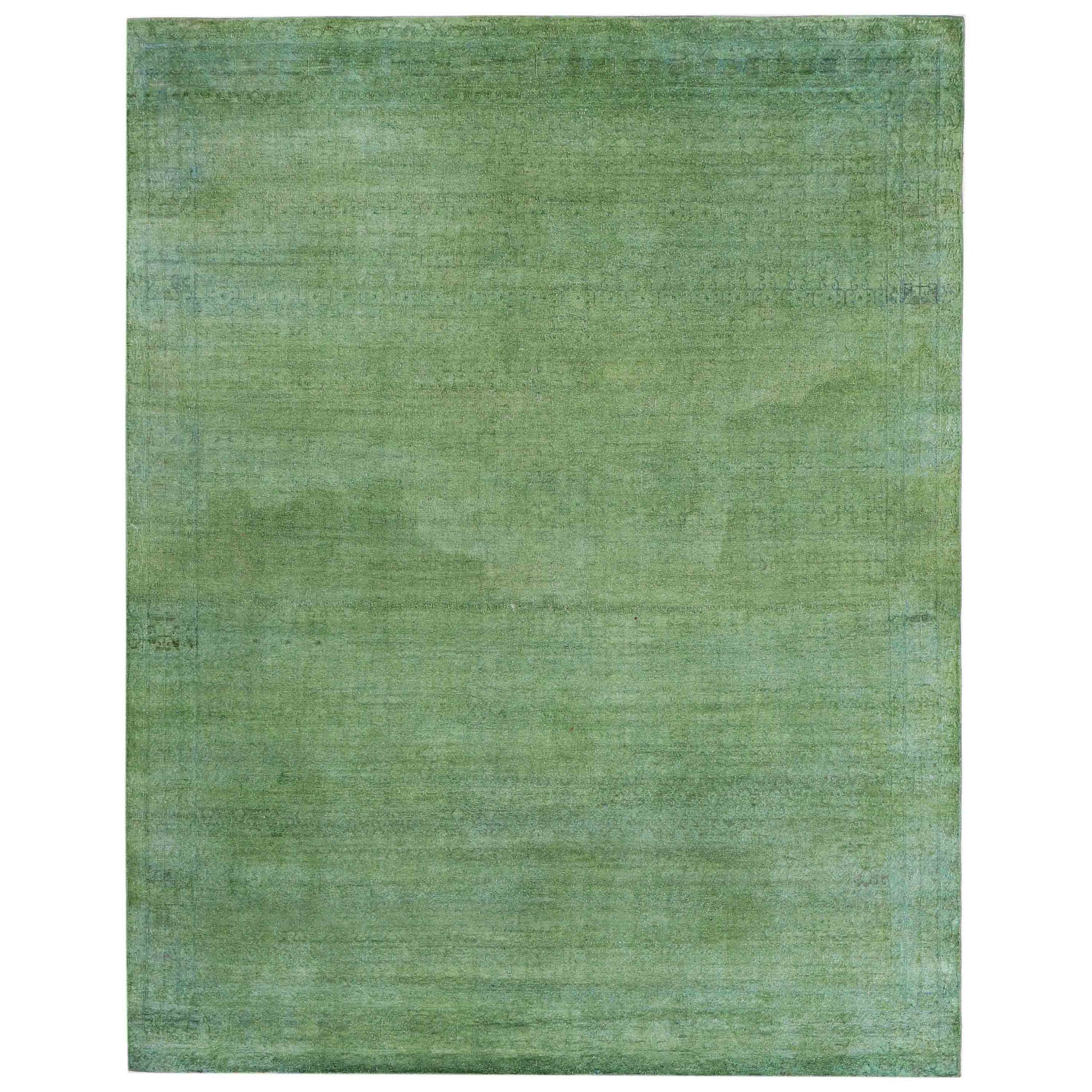 Transitional Silk Green Handknotted Rug