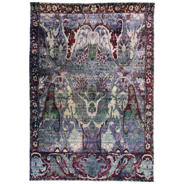 Transitional Silk & Wool Purple Handknotted Rug