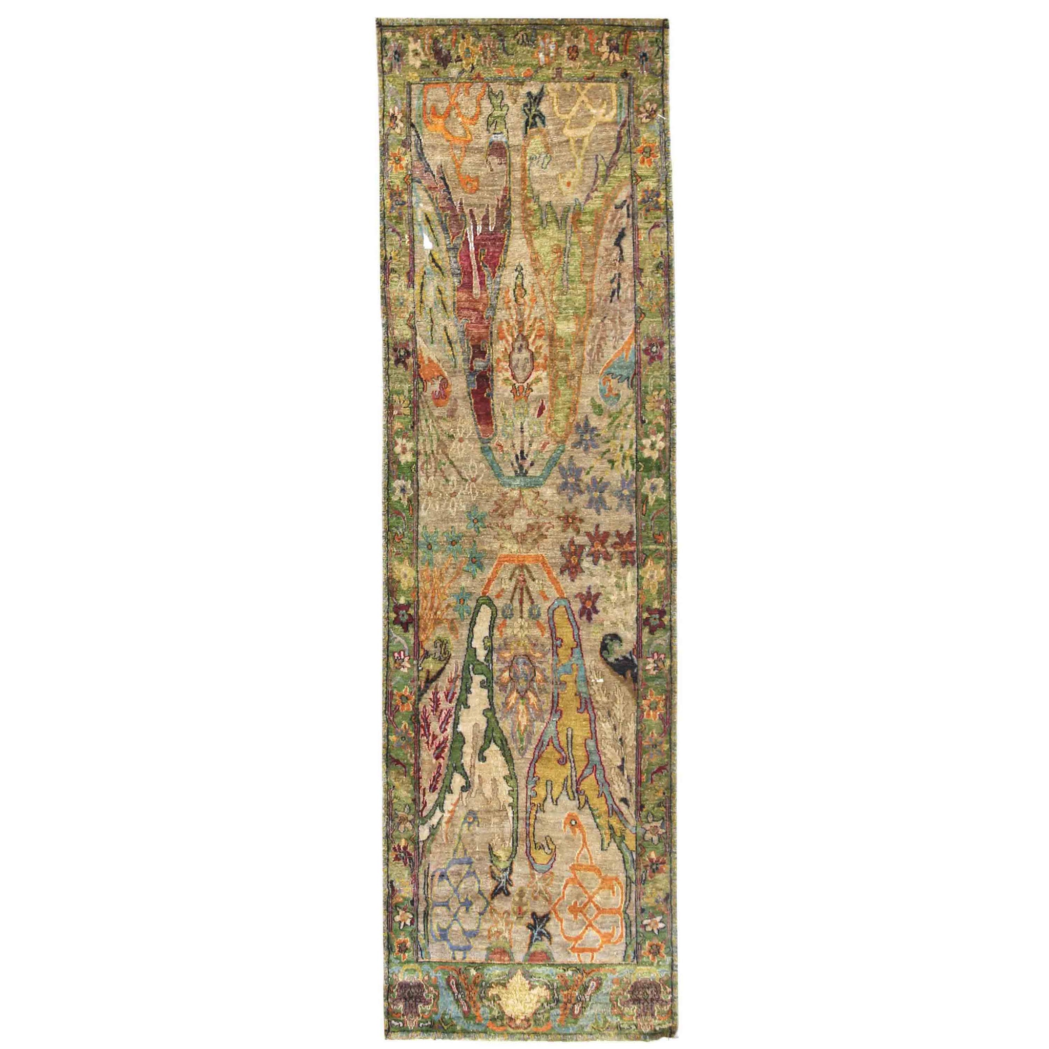 Transitional Silk Beige Handknotted Rug