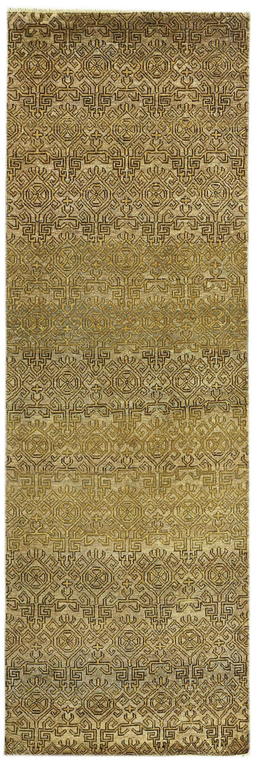 Transitional Silk & Wool Beige Handknotted Rug