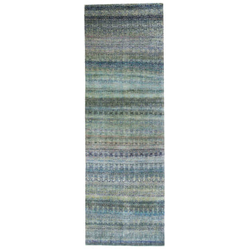 Transitional Silk Green Handknotted Rug