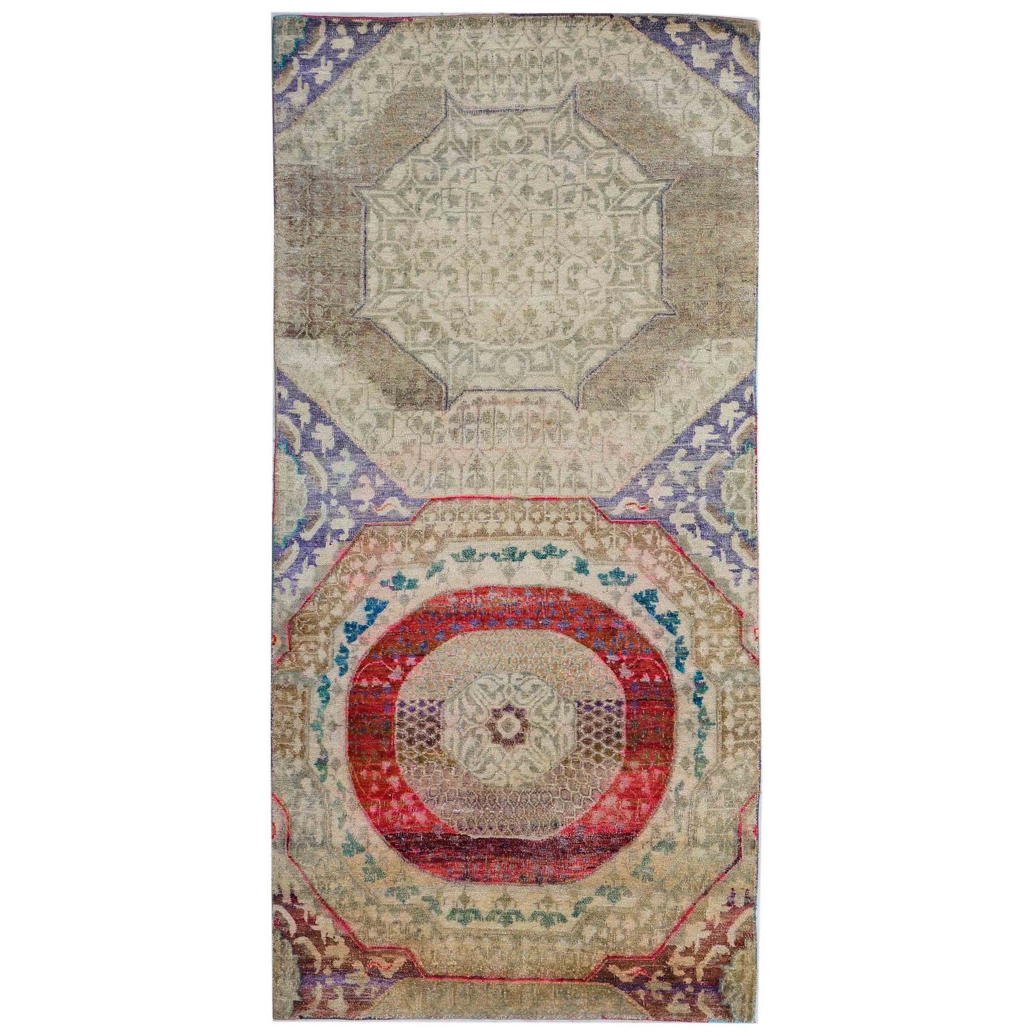 Transitional Silk Beige Handknotted Rug