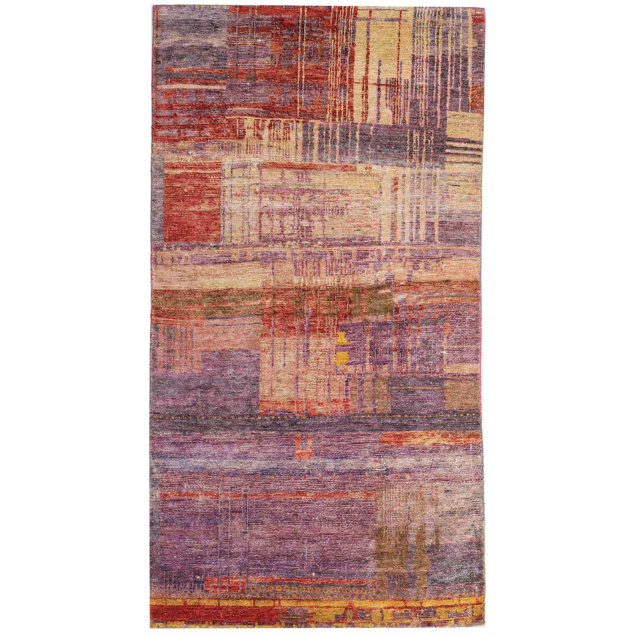 Modern Silk Rust Handknotted Rug