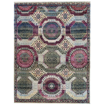 Transtional Silk & Wool Grey Handknotted Rug
