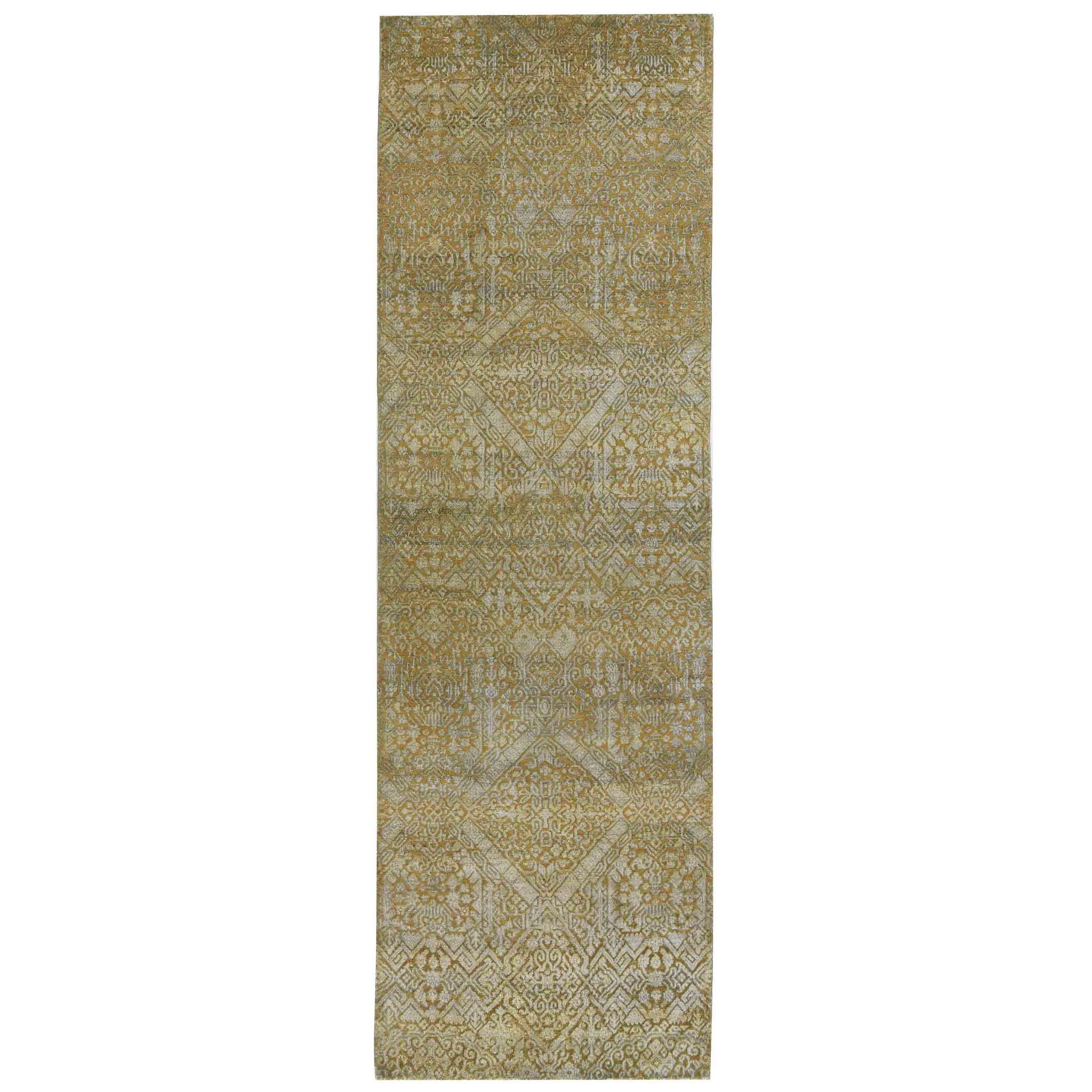 Transitional Silk & Wool Beige Handknotted Rug