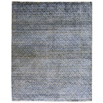 Transtional Silk Blue Handknotted Rug