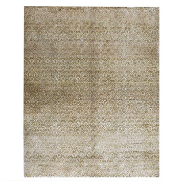 Transtional Silk Beige Handknotted Rug