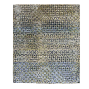 Transtional Silk & Wool Grey Handknotted Rug