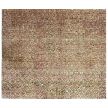 Transtional Silk & Wool Beige Handknotted Rug