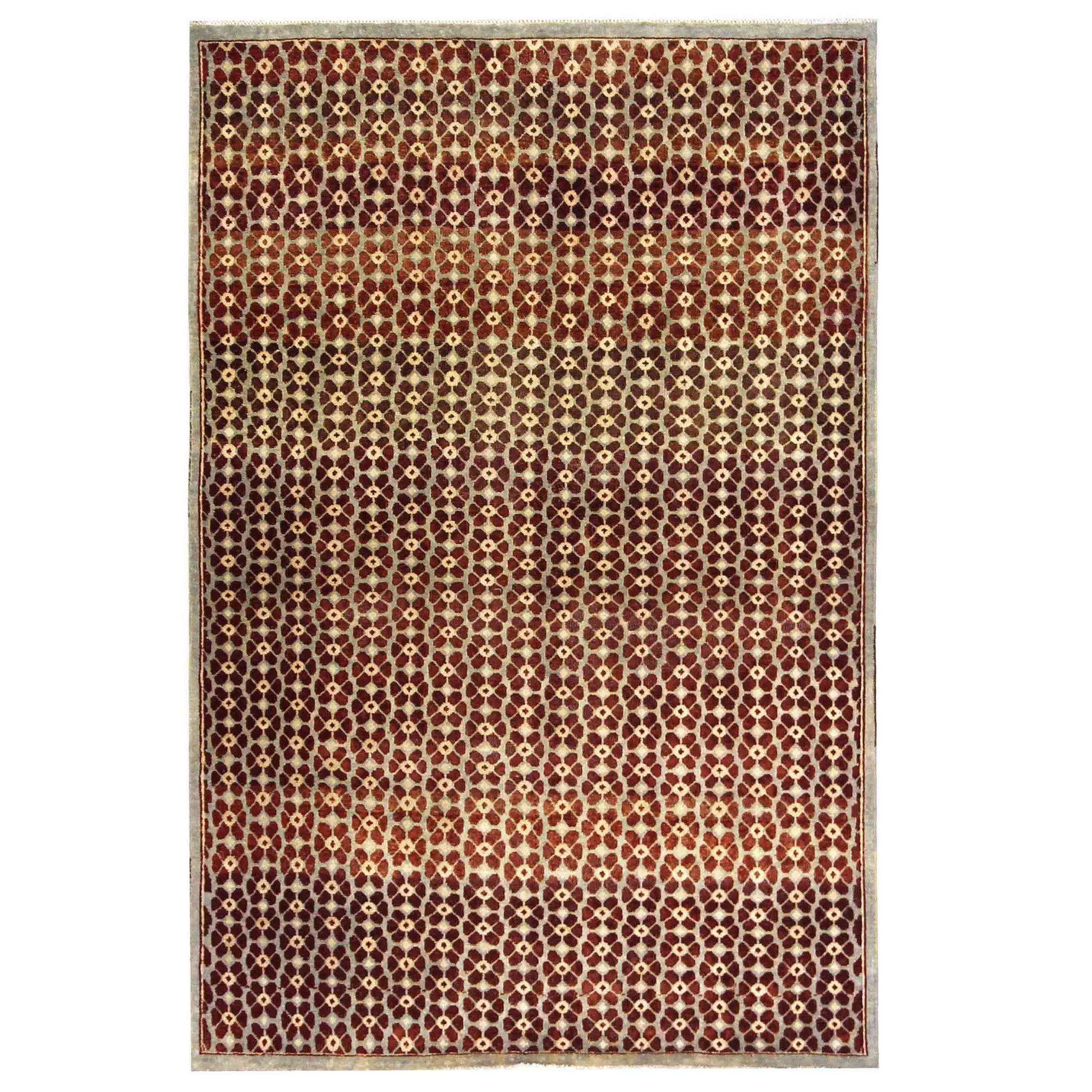 Transitional Silk Orange Handknotted Rug