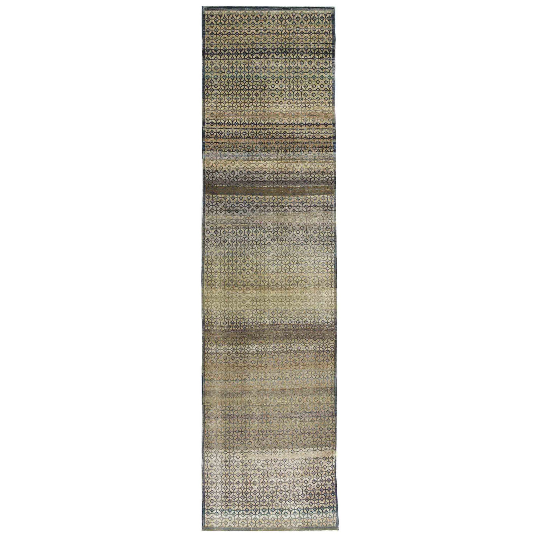 Transitional Silk & Wool Beige Handknotted Rug