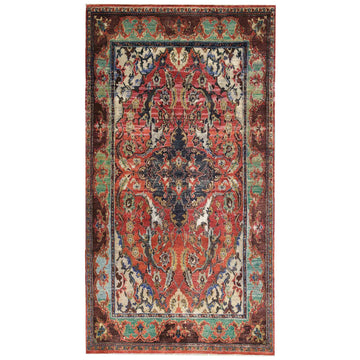 Transtional Silk & Wool Red Handknotted Rug