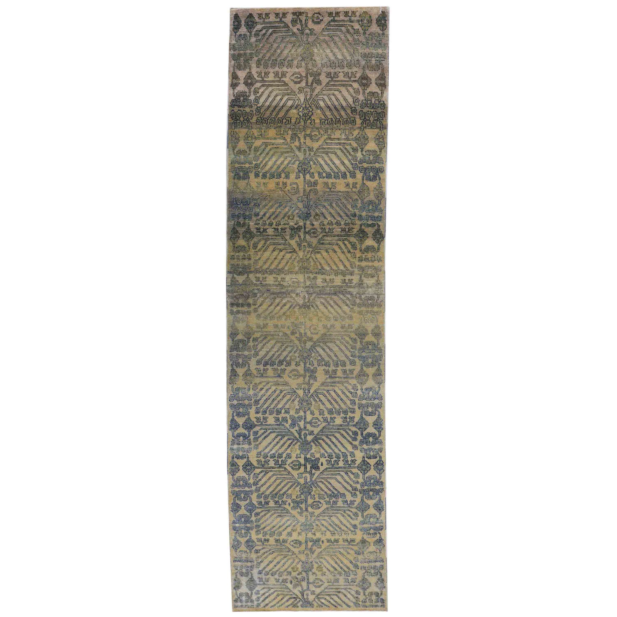 Transitional Silk & Wool Beige Handknotted Rug