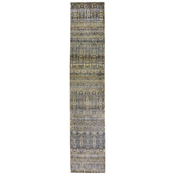 Transitional Silk &Wool Beige Handknotted Rug