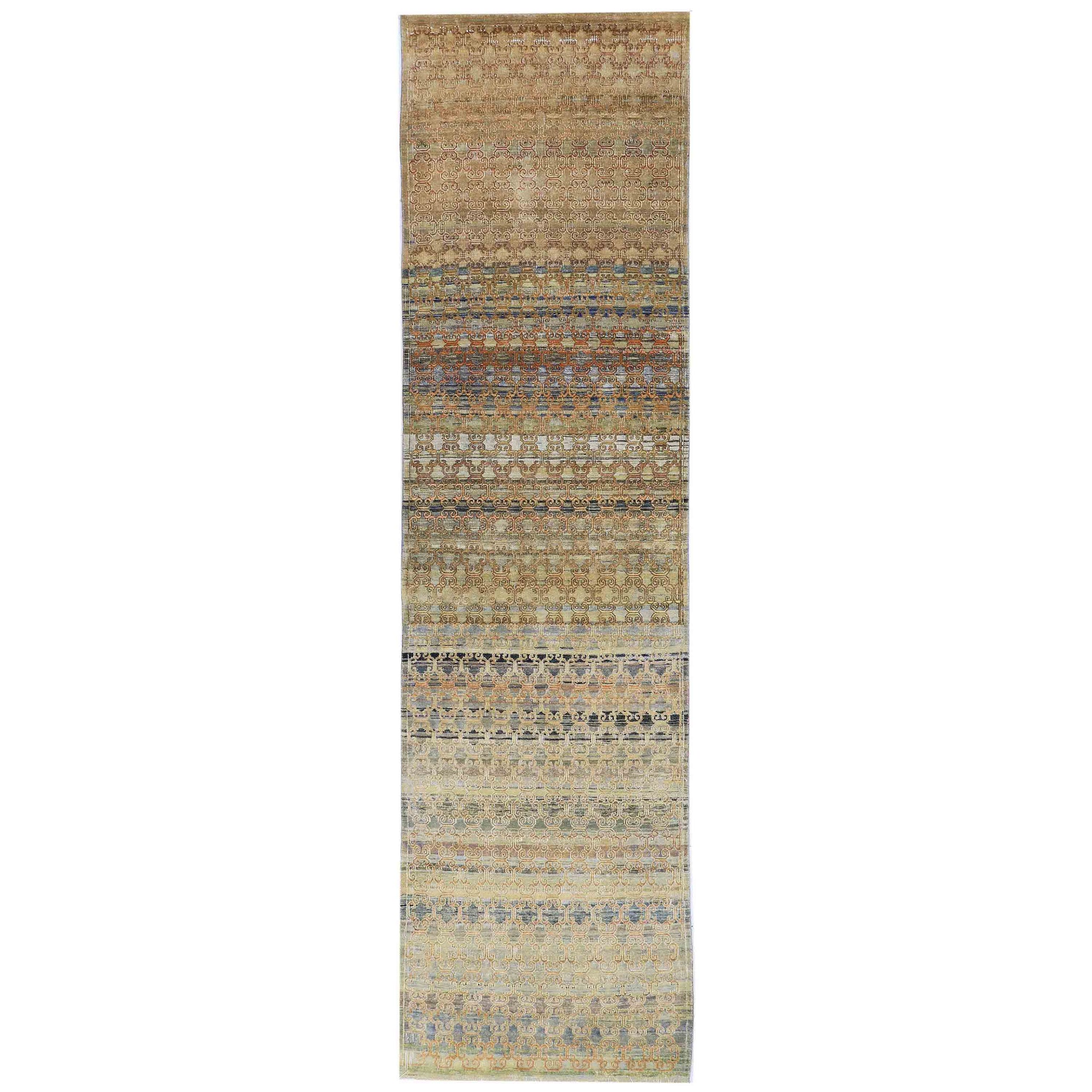 Transitional Silk & Wool Beige Handknotted Rug