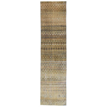 Transitional Silk & Wool Beige Handknotted Rug