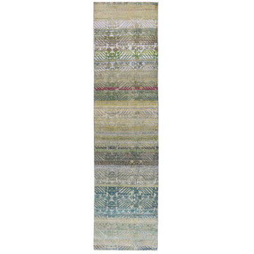 Transtional Silk & Wool Grey Handknotted Rug