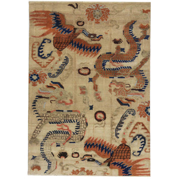 Traditional Wool Beige Handknotted Rug