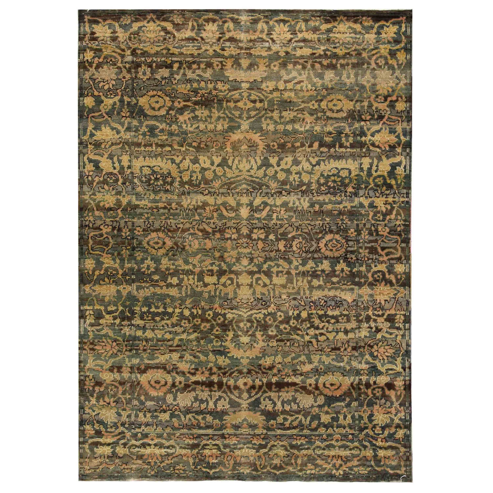 Transitional Wool Green Handknotted Rug